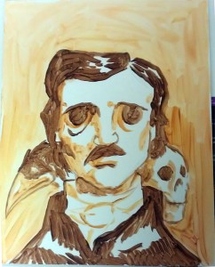 Edgar Allen Poe, 11x14, underpainting.